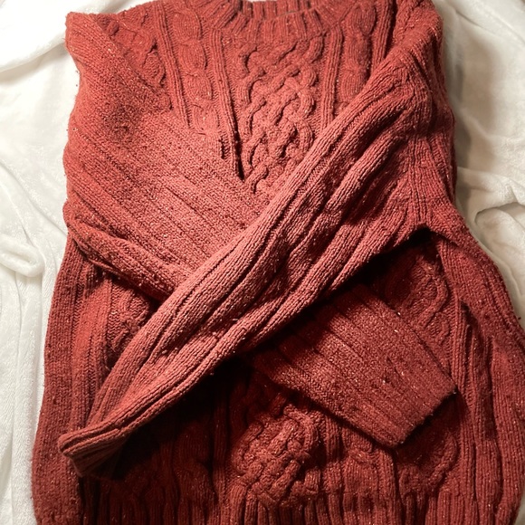 Red, chunky knitted sweater, for men, size L - Picture 2 of 4